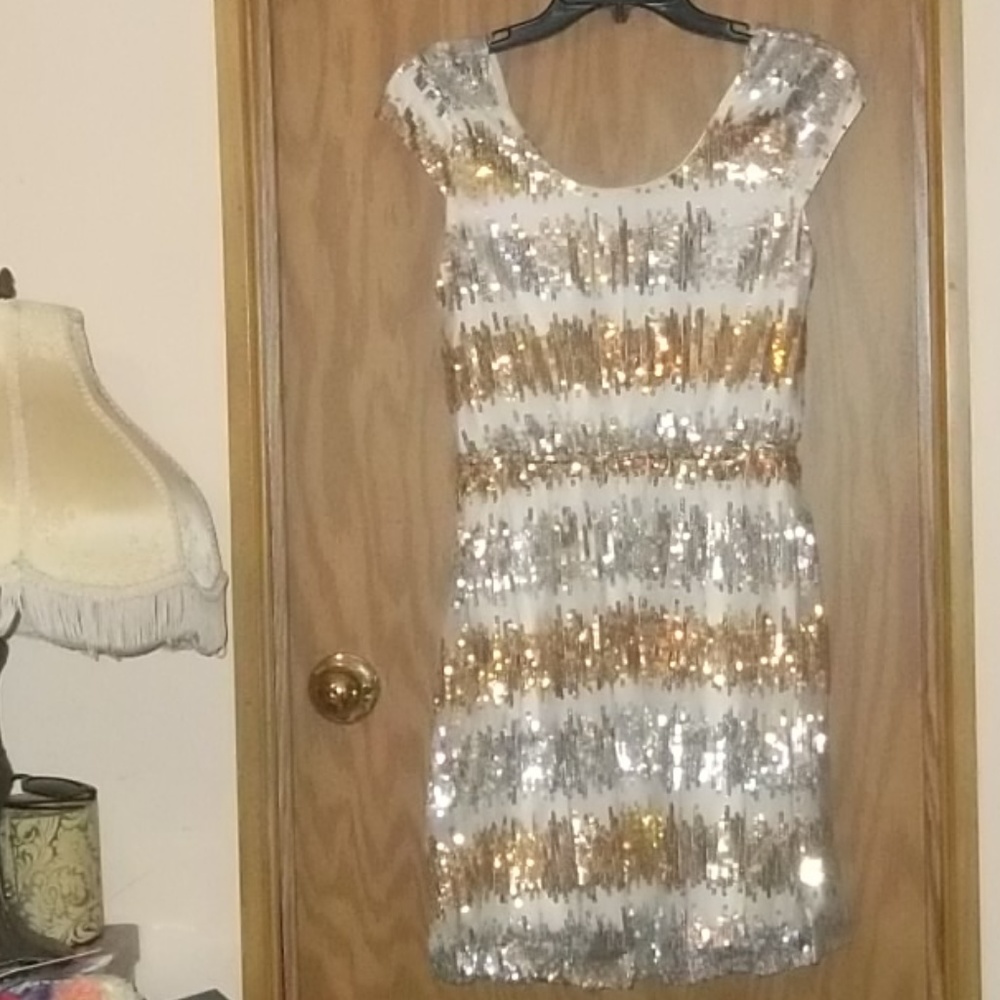 BNWT Gold Silver Sequins Sparkly Dress